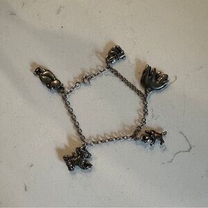 Classic 1993 Winnie Pooh Disney Pewter Charm Bracelet Danforth